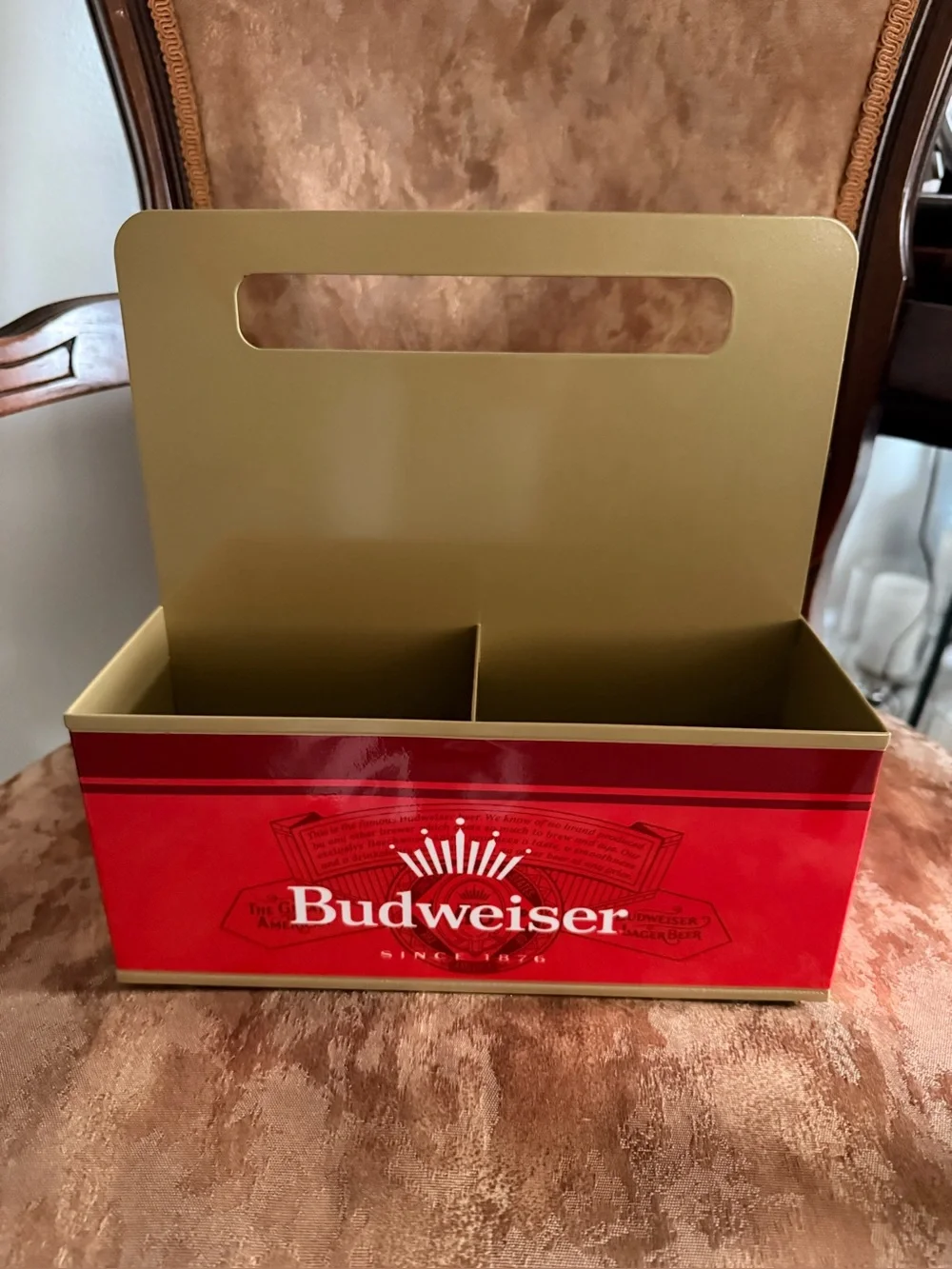 Budweiser Red and Gold Metal Organizer Caddy